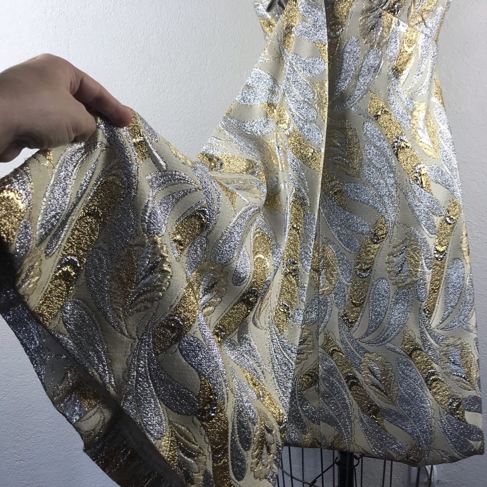 SOLD l 60s Silver Gold Lamè Metallic Bow Dress - Picture 4 of 13